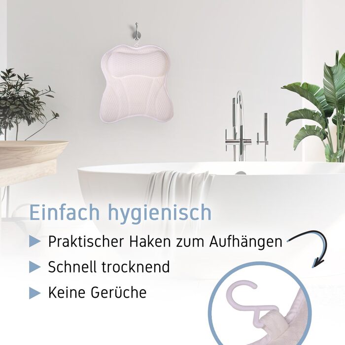 Преміум подушка для ванни з підголовником та підтримкою шиї | Ергономічна подушка для ванни з присосками | Синій (Білий)