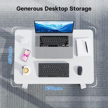 BONTEC Регульований стіл-трансформер, мобільний піднятий стіл з колесами, 65x45 см, білий, до 15 кг