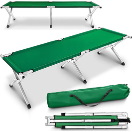 Ліжко для кемпінгу TRESKO XXL 190 x 64 x 44 см трубчасте металеве - Вантажопідйомність до 150 кг - в різних кольорах (Зелений) 190 x 64 x 44 см Зелений