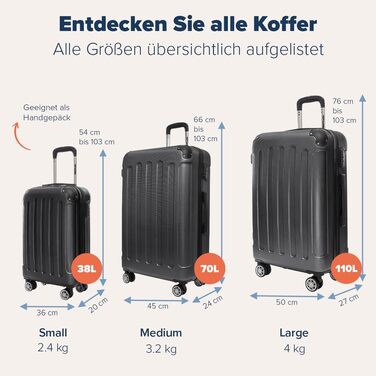 Набір валіз TRVLMORE 2 шт. з твердим корпусом - Чемодан та набір ручних валіз - Набір валіз 2 шт. - Набір валіз для подорожей 2 шт. - Набір валіз з твердим корпусом 2 шт. - Набір ручних валіз 2 шт. - Чорний набір валіз 2 шт.
