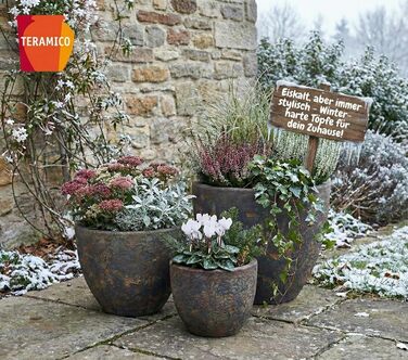 Керамічний горщик Teramico Premium: ручна робота, морозостійкий, з отвором для поливу. Підходить для квітів у саду та вдома. Унікальний горщик Lava Braun, 21x18 см