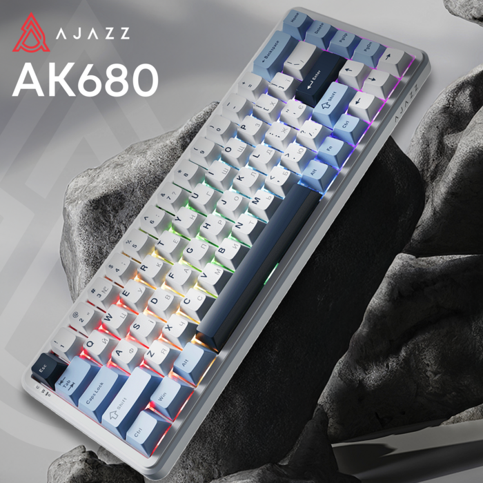 Клавіатура механічна бездротова Ajazz AK680 MAX (8+8K) Magnetic Switch RGB Wireless/BT/USB White