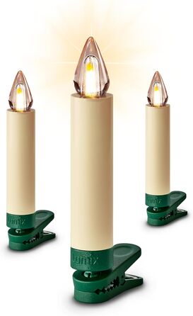 LED-свічки для ялинки Lumix SuperLight Flame Mini Elfenbein, 9 см, тепле біле світло, без пульта, таймер 4 години, розширений набір 6 шт.