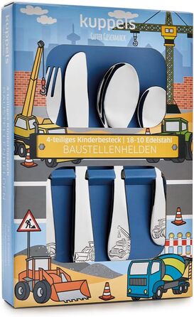 Набір дитячого посуду Kinderbesteck Set 4-teilig з персоналізацією - іменна гравіювання на ніж, виделка, ложка та чайну ложку - ідеальний подарунок на народження, хрещення, день народження