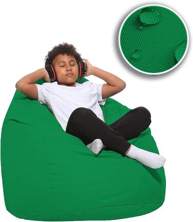 Подушка для підлоги Beanbag XXL для дорослих і дітей - підходить для ігор або відпочинку - в приміщенні та на вулиці, оскільки вона водонепроникна - з намистинами EPS, колір зелений, розмір XL