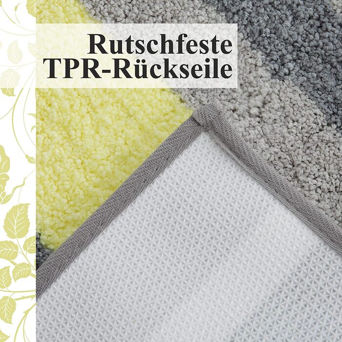 Набір килимків для ванної кімнати Homaxy (2 шт.) з мікрофібри, швидковисихаючі, м'які, з високим ворсом, 40x60 см + 50x80 см, зелено-сірий