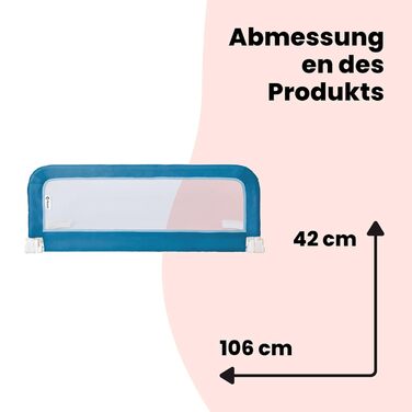 Бортик для ліжка Safety 1st портативний, синій - захист від випадання для дітей (18 міс - 5 років), легкий монтаж, автоматичний замок