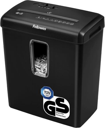 Fellowes Aktenvernichter 6 Blatt Partikelschnitt (P4): Шредер Fellowes FS-6C, 6 листів, P4, для дому та офісу, 15л, чорний