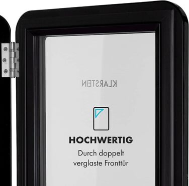 Міні-холодильник Klarstein з дверцятами зі скла, 48 л, для кімнати та офісу, з висувною полицею, тихий, 0-10°C, чорний