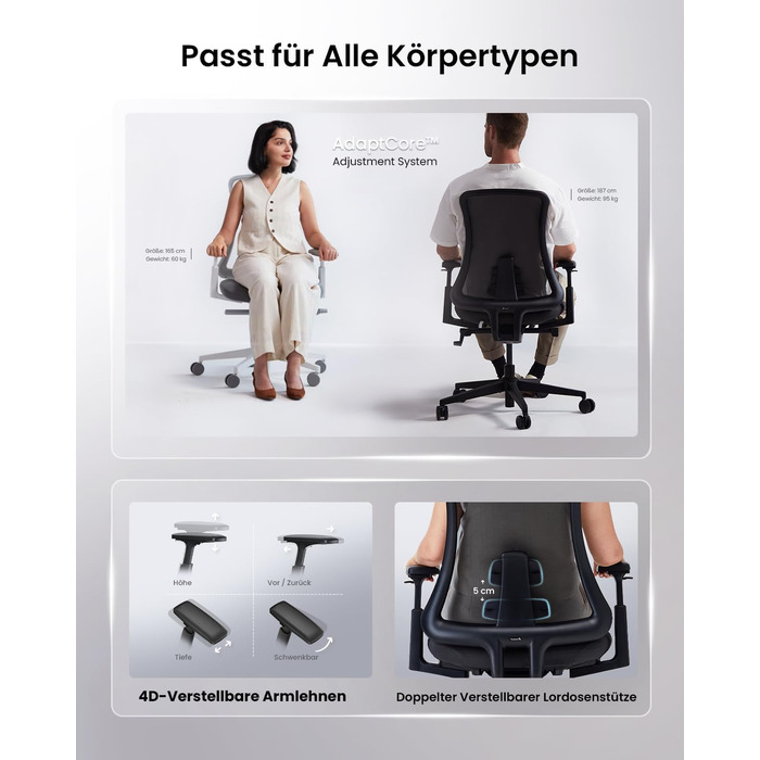 Офісний стілець ProtoArc Flexer Pro чорний з регулюванням глибини сидіння та дихаючою спинкою