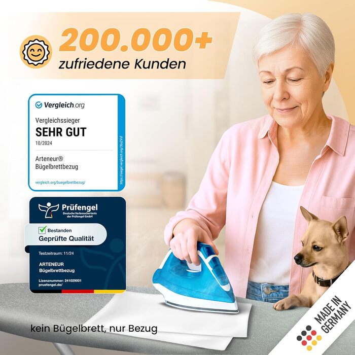 Накладка на прасувальне дошка Bügelbrettbezug 120x40 | Відбиваюча тепло | Гумка | OEKOTEX100 | 5 розмірів | Пом'якшення | Накладка на прасувальне дошка для парових прасок | Прасувальний стіл M Silber Silber M