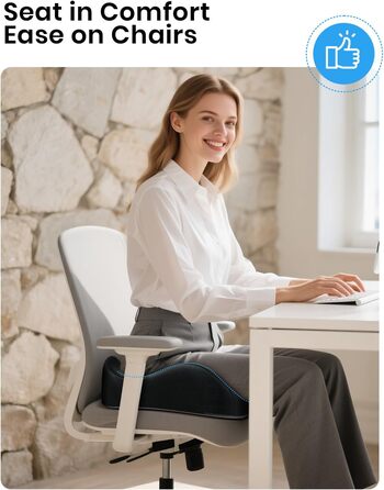 Ортопедична подушка для сидіння Benazcap для геморою, куприкового болю, ішіасу та вагітності. Зменшує біль, підходить для офісного крісла, авто та інвалідного візка. Чорний колір.