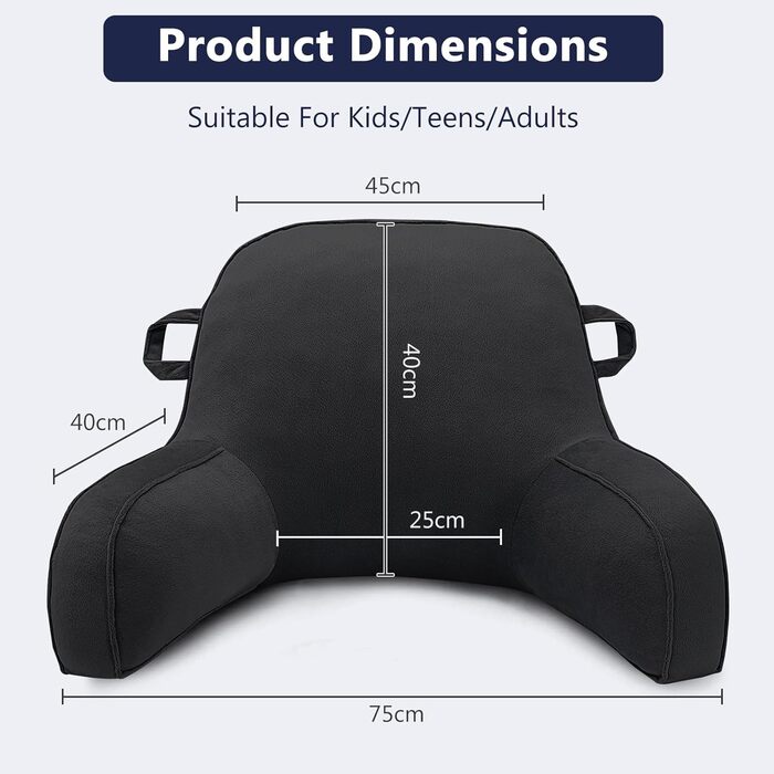 Підлогове крісло-мішок з підлокітниками, для читання та відпочинку, чорне