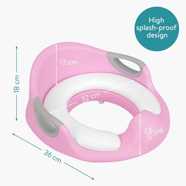 Насадка на унітаз Navaris для дітей (12 міс - 7 років) рожева: з ручками, захистом від бризок, антиковзним покриттям та м'якою подушечкою