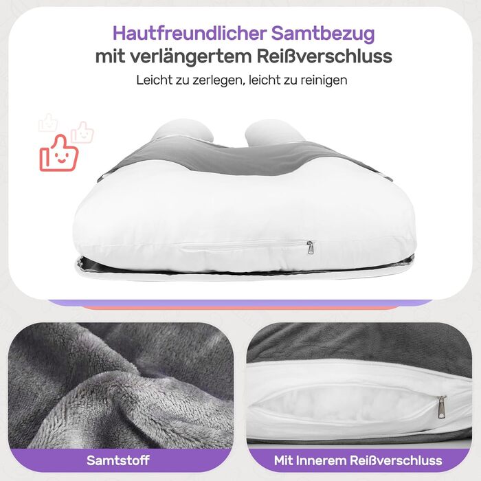 Подушка для вагітних Nuliie U-подібної форми знімний чохол, сіра - підтримка спини, стегон та ніг