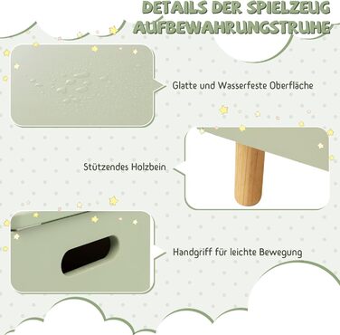 COSTWAY Скринька для іграшок з полицями, дерев'яна іграшковий ящик з кришкою, комод для іграшок, органайзер для дитячої кімнати, 60x30x44 см (Білий, Зелений)