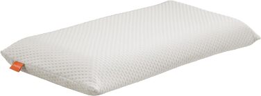 Ортопедична подушка для підтримки шиї для сну, подушка з віско 40 x 80 см, регульована по висоті в'язкоеластична подушка, піна з ефектом пам'яті, можна прати, Oekotex, Зроблено в ЄС, білий