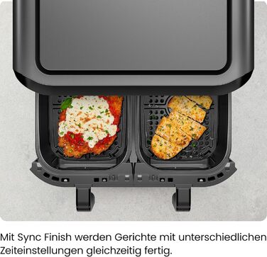 Фритюрниця повітряна CHEFMAN з подвійним кошиком 5.6L, цифрове управління, чорна