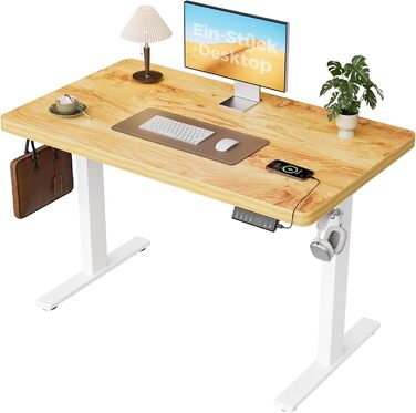 Регульований стіл Agliestic 120x60 см з 2 моторами, 3 пам'яті, для дому та офісу (світло-коричневий)