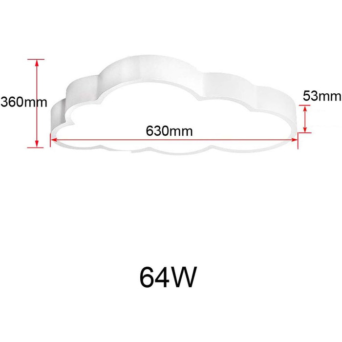 Світлодіодне стельове світло з регулюванням яскравості Хмари Стельова лампа Вітальня Стельова лампа Спальня Кухня Світло Енергозберігаюче світло (Білі Хмари-64W Dimmable), 64W