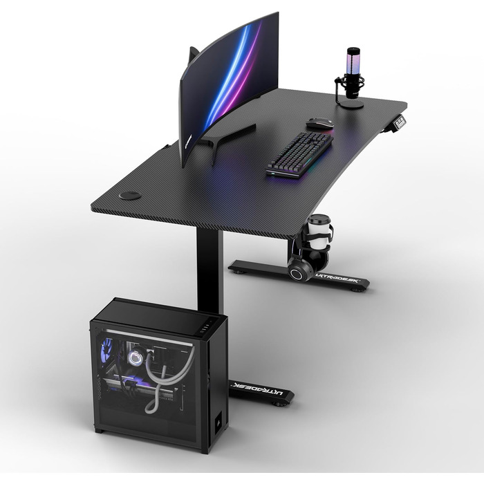 ULTRADESK Стіл для роботи та ігор, регулювання висоти, електричний, 140x68 см, чорний