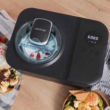 Машина для приготування морозива Cecotec Gelacy 1200 Touch, 1,2 л, чорний. Електрична, з компресором, сенсорний дисплей, швидке заморожування за 30 хвилин