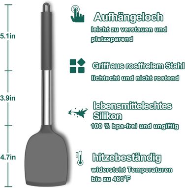 Набір кухонних помічників, 34 шт. Силіконове кухонне приладдя з нержавіючою сталею, стійке до нагріву, з тримачем для посуду, антипригарне, сірий колір