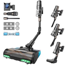 Proscenic P20: Акумуляторний пилосос 2-в-1 з функцією вологого прибирання, 70 кПа, 70 хв, 680 Вт, чорний. Для килимів та шерсті тварин