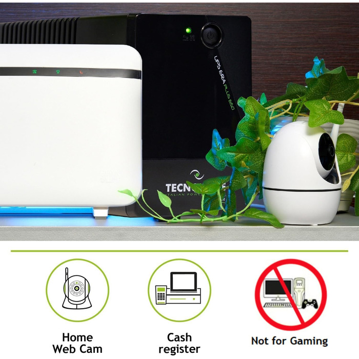 Tecnoware Mini UPS ERA Plus DC: ДБЖ для WiFi/Відеоспостереження, Powerbank 5200mAh, захист від стрибків напруги та відключень до 240 хв (PC/MODEM/VIDEO)