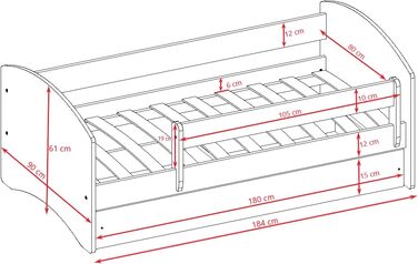 Дитяче ліжечко 160x80 см з матрацом, захистом від випадання, рейковим каркасом і шухлядою білого кольору 80 x 160 Ліжко для дівчаток рожеве (80 x 180 см, єдиноріг)