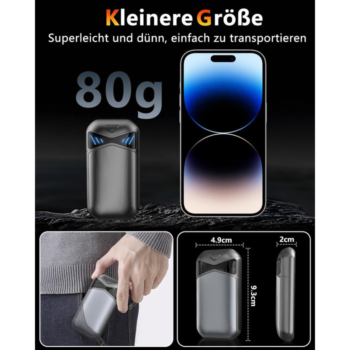 Електричні грілки для рук DDKJ, 2 шт., 7000mAh, магнітні, з 3 рівнями нагріву до 55°C, для дітей, чоловіків та жінок (чорні)