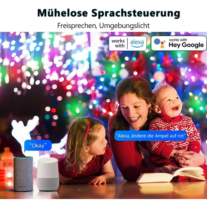 DOTWAYAW Гірлянда світлодіодна святкова 40м, 400 LED, RGB, Wi-Fi, керування через додаток