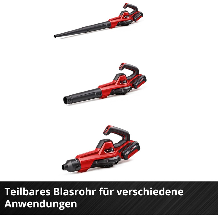 Einhell GE-UB 18/250 Li E-Solo: Акумуляторний повітродув Power X-Change (18 В, 250 км/год, 3 насадки, регулювання швидкості, без акумулятора + акумулятор 4.0Ah та зарядний пристрій)