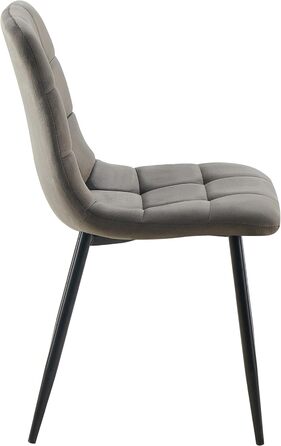 CLP Комплект обідніх стільців 4 шт. з велюру Asti, зручні кухонні стільці з м'яким сидінням, стільці для обідньої кімнати з підлокітниками, витримують до 150 кг, колір: антрацит