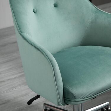 Офісний стілець Vinsetto з регулюванням висоти та функцією гойдання, ергономічний, з м'якою оббивкою з велюру, зелений, 61 x 59 x 80,5-90,5 см