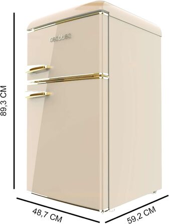 Холодильник Cecotec Bolero CoolMarket 2D Origin 86L Beige: Ретро дизайн, 89.3 x 48.7 см, 86 л, Клас E, з Ice Box та внутрішнім освітленням