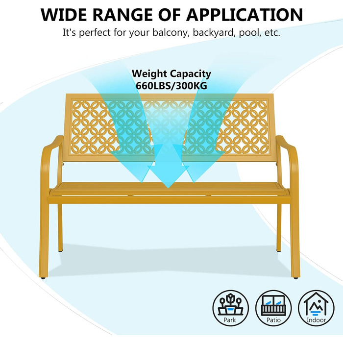 Металева лавка Grand Patio для саду, парку та балкону - 2-3 місця, ретро-стиль, сіра (сірка), сталь, чавун
