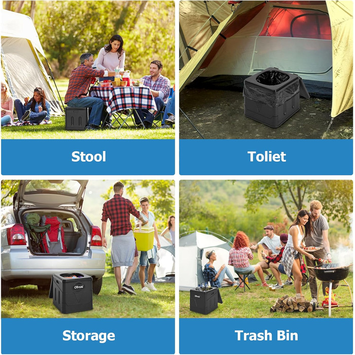 Розкладне туристичне туалетне сидіння OTRAKI - мобільний туалет для кемпінгу, фестивалів та подорожей (12 пакетів)