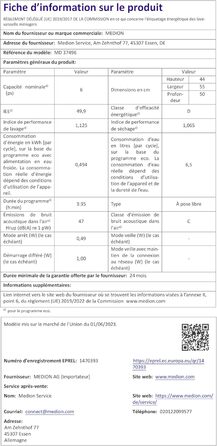 MEDION Посудомийна машина DWT60 (6 комплектів, 7 програм, ECO, AquaStop, LED дисплей, захист від дітей), чорна