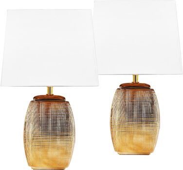 Набір з 2 настільних або приліжкових ламп - 38 см - золото - керамічний цоколь - білі абажури
