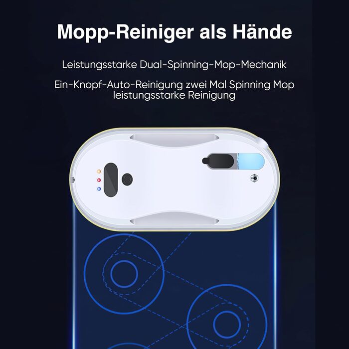 Робот для миття вікон, 5600 Па, електричний, 3 режими миття, інтелектуальна навігація, розпізнавання країв, з пультом дистанційного керування, бак 40 мл, для гладких поверхонь