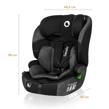 Автокрісло Lionelo Levi One I-Size 76-150 см, Група 1 2 3, чорно-сірий колір