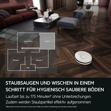 Робот-пилосос AEG AR71UW2SW з функцією миття, WiFi, LiDAR, автоматичною станцією очищення, потужність 4000 Па, 14,4 В, до 175 хв, до 140 м², бак 0,28 л, білий