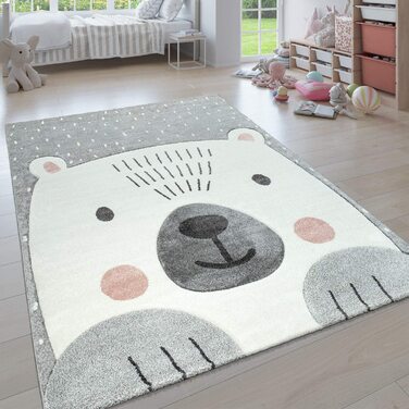 Домашній килим Paco для дитячої кімнати, дитячий килим для хлопчиків і дівчаток, ігровий килим з коротким ворсом, Веселка, ферма, єдиноріг, метелик, кролик, розмір колір (200x290 см, сірий 7)