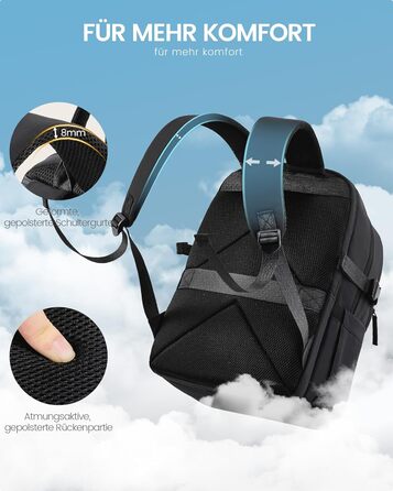 LOVEVOOK Рюкзак для ноутбука 17,3 дюйма, водонепроникний, для жінок та чоловіків, чорний