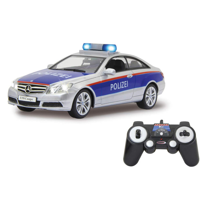 Модель Mercedes-Benz E350 Coupe 1:16 JAMARA 410023, 2.4GHz, срібно-червоний, поліцейська, зі звуковими та світловими ефектами