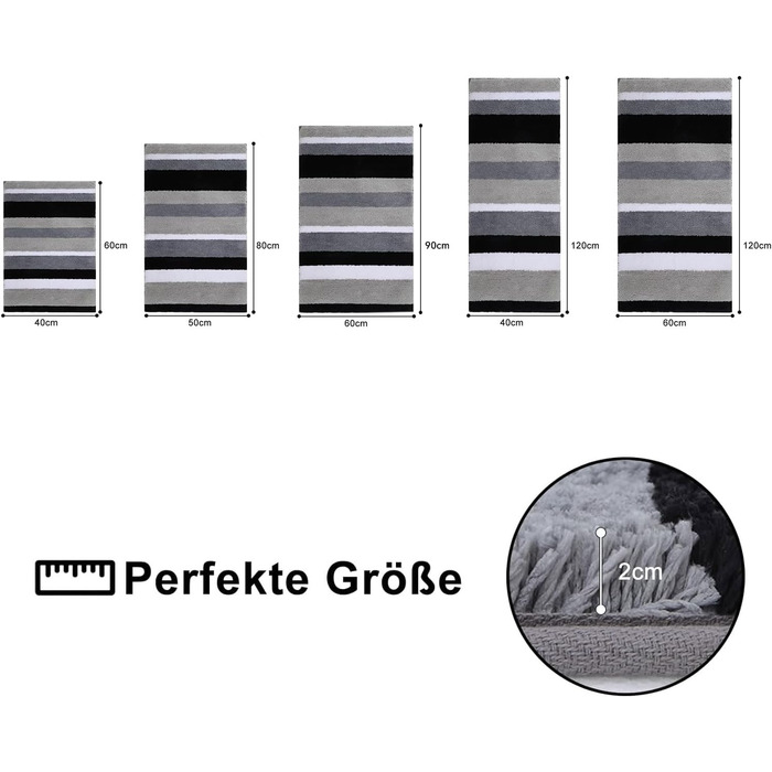 Набір килимків для ванної кімнати Homaxy (2 шт.) з мікрофібри, 40x60 см + 50x80 см, зелено-сірий, вбираючі, м'який, з високим ворсом