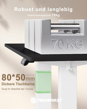 Стіл для роботи стоячи та сидячи, регульований по висоті, 160x80 см, з USB зарядкою, 3-позиційна пам'ять, антиколізійна система, комп'ютерний стіл, чорний+білий