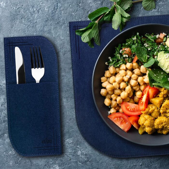 Набір килимків на стіл VILSTO, 18 шт., миючі, для посуду, склянок, столових приборів, декор кухні, обідній стіл, килимок, легко миється, лісовий зелений (темно-синій)