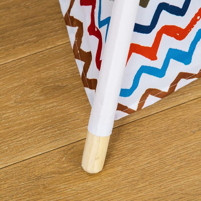 Дитячий намет HOMCOM для дітей старше 3 років, Тіпі з дерева з вікном, для дому та вулиці, 120x120x155 см, білий